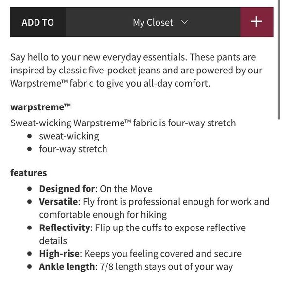 Lululemon City Sleek 5 Pocket 7/8 Pant
Dark Terracotta - Picture 5 of 12